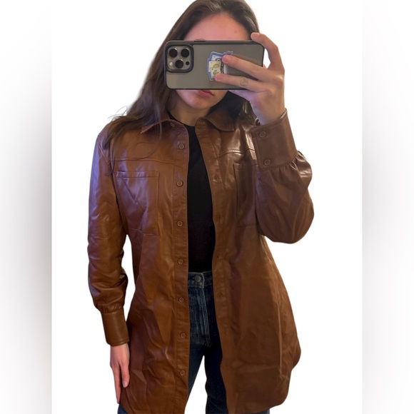 BAGATELLE Collection Faux Leather Shacket - Picture 2 of 13